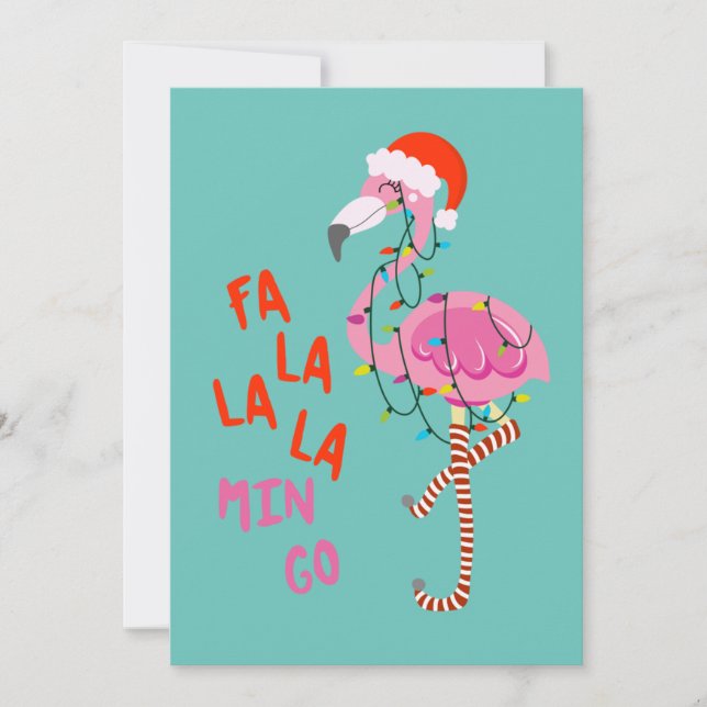 Fa La La mingo Flamingo Für Weihnachten Weihnachte Einladung (Vorderseite)