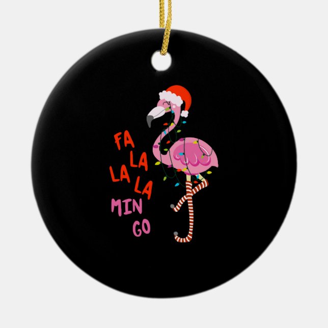 Fa La La mingo Flamingo Für Weihnachten Weihnachte Keramik Ornament (Vorne)