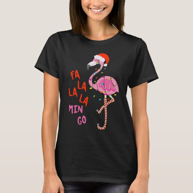 Fa La La mingo Flamingo Für Weihnachten Weihnachte T-Shirt (Vorderseite)