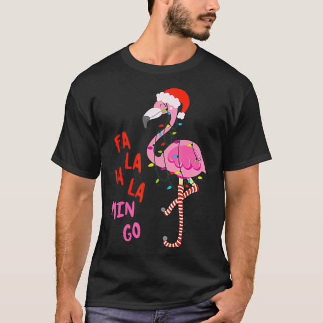 Fa La La Mingo Flamingo Für Weihnachten Weihnachte T-Shirt (Vorderseite)