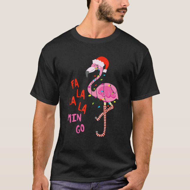 Fa La La Mingo Flamingo Für Weihnachten Weihnachte T-Shirt (Vorderseite)