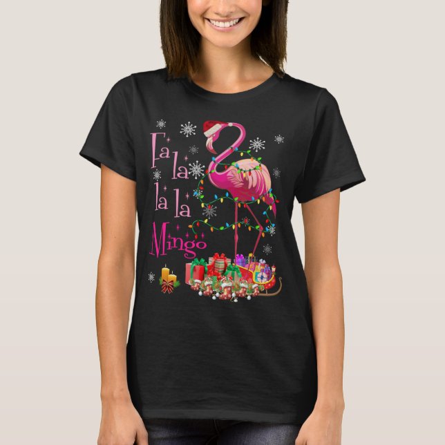 Fa La La Mingo Flamingo für Weihnachten Weihnachte T-Shirt (Vorderseite)