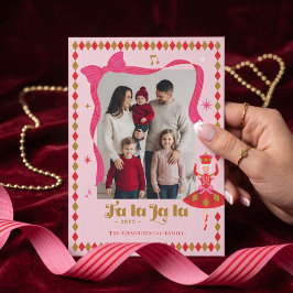 Fa La La Nussknacker Rosa Festliches Weihnachtsfot Feiertagskarte