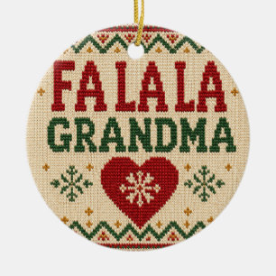 Fa la la Oma hässlicher Pullover Weihnachten 2026 Keramik Ornament