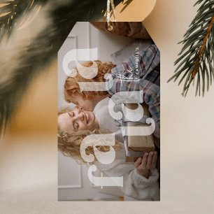 Fa La La Overlay-Typografie Foto Weihnachten Geschenkanhänger