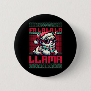 Fa La La Party Llama Funny Christmas Ugly Sweat Button