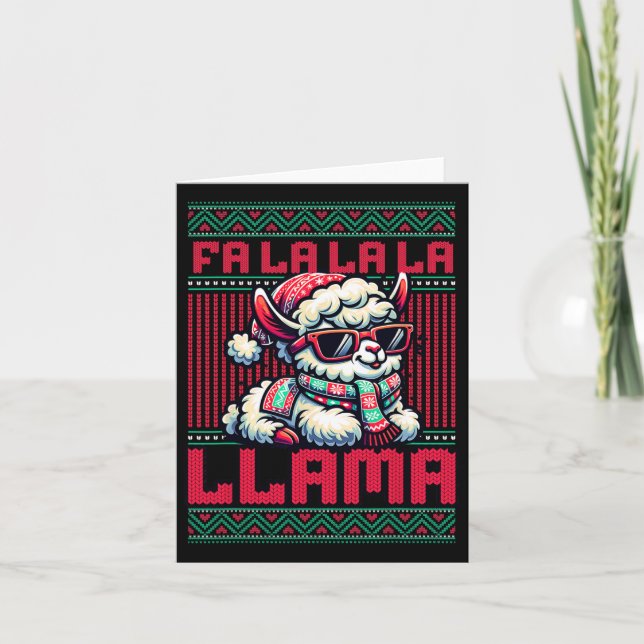 Fa La La Party Llama Funny Christmas Ugly Sweat Karte (Vorderseite)