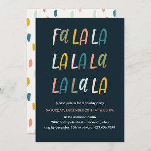 Fa la la   Pastellfarbe   Weihnachts-Party Einladung