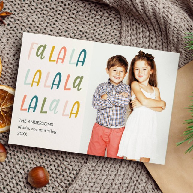 Fa La La | Pastellfarben | Fotokarten für den Urla Karte (FALALA MULTI COLOR VERTICAL PHOTO CHRISTMAS HOLIDAY CARD DIGITAL VERSION AVAILABLE)