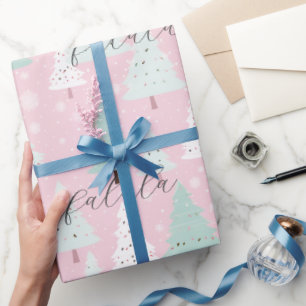 Fa La La Pink Weihnachtsbaum Geschenkpapier