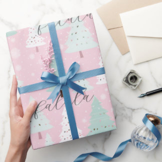 Fa La La Pink Weihnachtsbaum Geschenkpapier