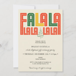 Fa La La Red Holiday Cocktail Weißes Elefant Party Einladung