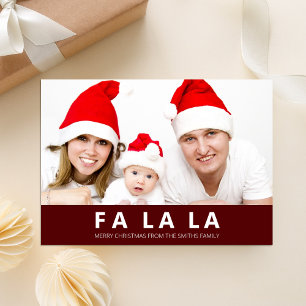 Fa La La Red Modern Christmas Foto Feiertagskarte