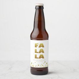 Fa La La | Spaß Weihnachten Weiß & Gold Bierflaschenetikett