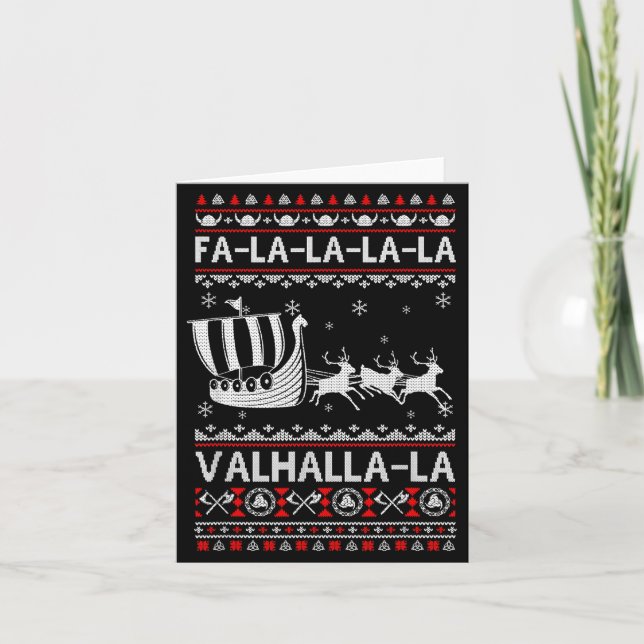 Fa La La Valhalla Viking Ship Christmas Xmas Ugly  Karte (Vorderseite)