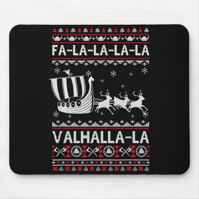 Fa La La Valhalla Viking Ship Christmas Xmas Ugly  Mousepad (Vorne)