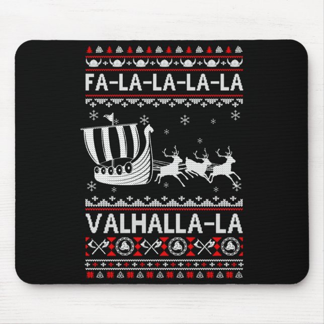 Fa La La Valhalla Viking Ship Christmas Xmas Ugly  Mousepad (Vorne)