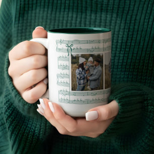 Fa La La Vintage Notenblatt Weihnachtslied Familie Zweifarbige Tasse