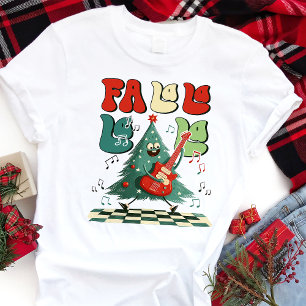 Fa La La Weihnachtsbaum Gitarre Retro Tri-Blend Shirt