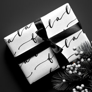 FA LA LA White & Black Calligraphy Christmas Carol Geschenkpapier Set