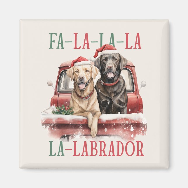 FA LA LABRADOR DOG RED TRUCK MURRY CHRISTMAS MAGNET (Vorne)