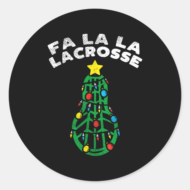 Fa La Lacrosse Funny Christmas Lax Player Goalie T Runder Aufkleber (Vorderseite)