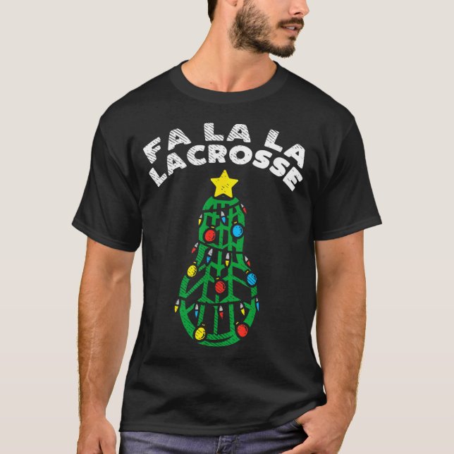 Fa La Lacrosse Funny Christmas Lax Player Goalie T T-Shirt (Vorderseite)