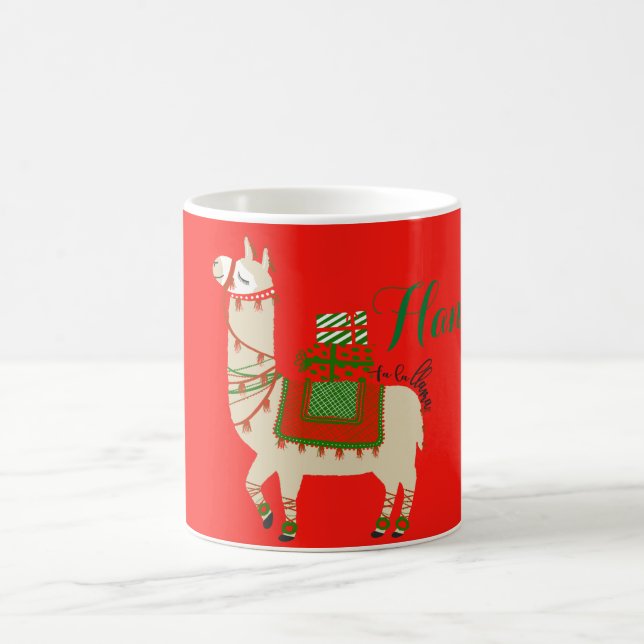 Fa-La-Lama-rotes Weihnachten Personnalised Kaffeetasse (Mittel)