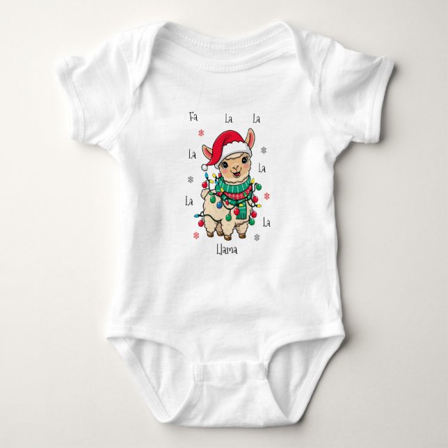 Fa La Llama Baby - Funny Christmas Llama Strampler (Vorderseite)