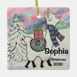 FA La Llama Cute Whimsical Ceramic Ornament