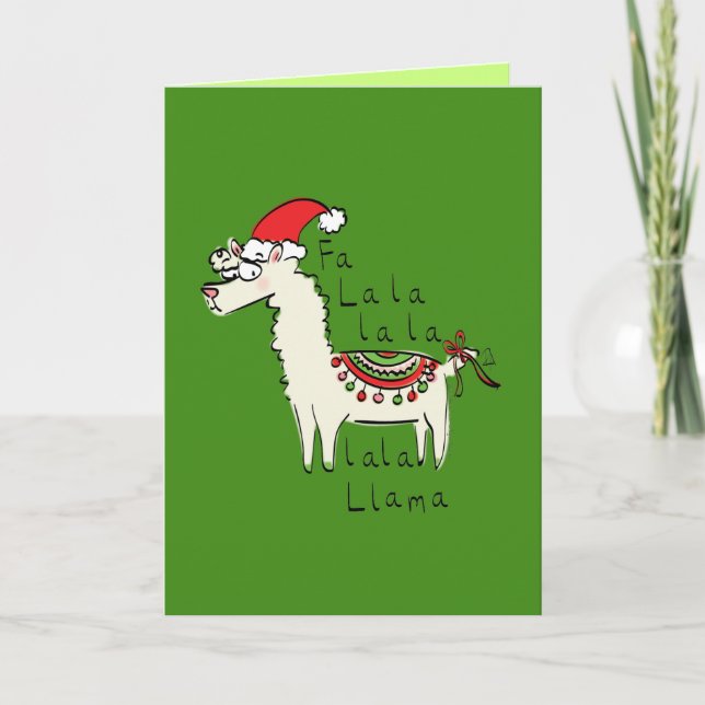 Fa la Llama Funny Christmas Grußkarte Karte (Vorderseite)