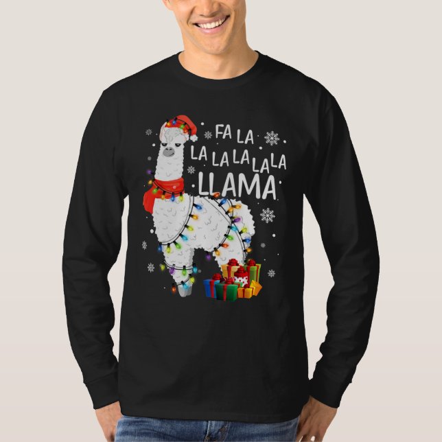 Fa La Llama Funny Christmas T-Shirt (Vorderseite)