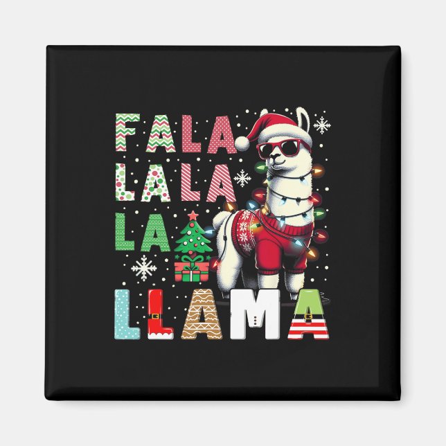 Fa La Llama Funny Llama Christmas Animal Lover Magnet (Vorne)
