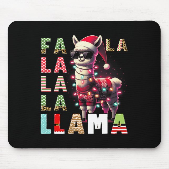 Fa La Llama Funny Llama Christmas Animal Lover Mousepad (Vorne)