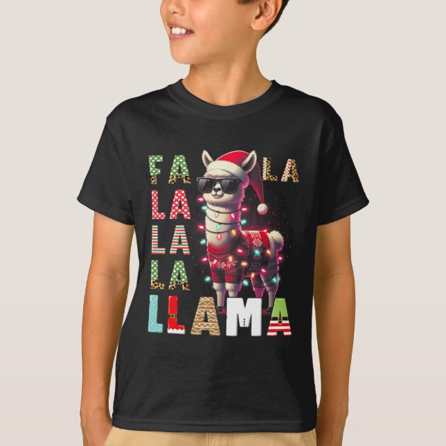 Fa La Llama Funny Llama Christmas Animal Lover T-Shirt (Vorderseite)
