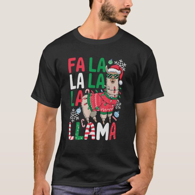 Fa La Llama Funny Llama Christmas Animal Lover T-Shirt (Vorderseite)