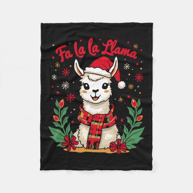 Fa La Llama Funny Llama Weihnachten Alpaca Fleecedecke (Vorderseite)