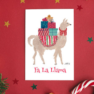 Fa La Llama handillustrierte gefaltete Weihnachtsk Feiertagskarte