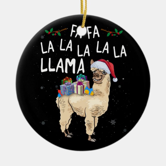 Fa La Llama Llama Weihnachten mit Weihnachtsschach Keramik Ornament (Vorne)