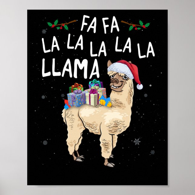 Fa La Llama Llama Weihnachten mit Weihnachtsschach Poster (Vorne)