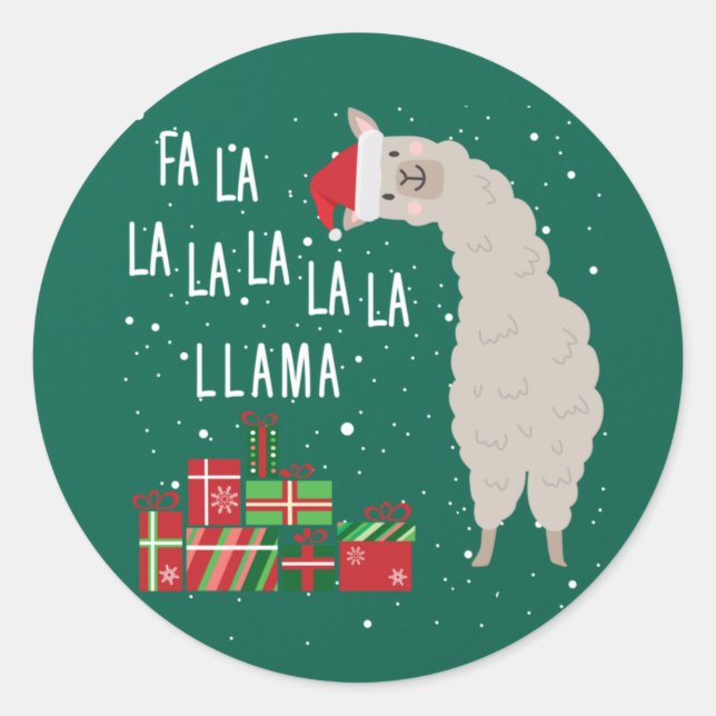 Fa La Llama Shirt - Llama Christmas Runder Aufkleber (Vorderseite)