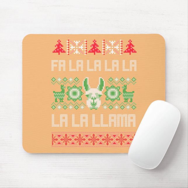 Fa La Llama Shirt - Ugly Christmas Sweater Llam Mousepad (Mit Mouse)