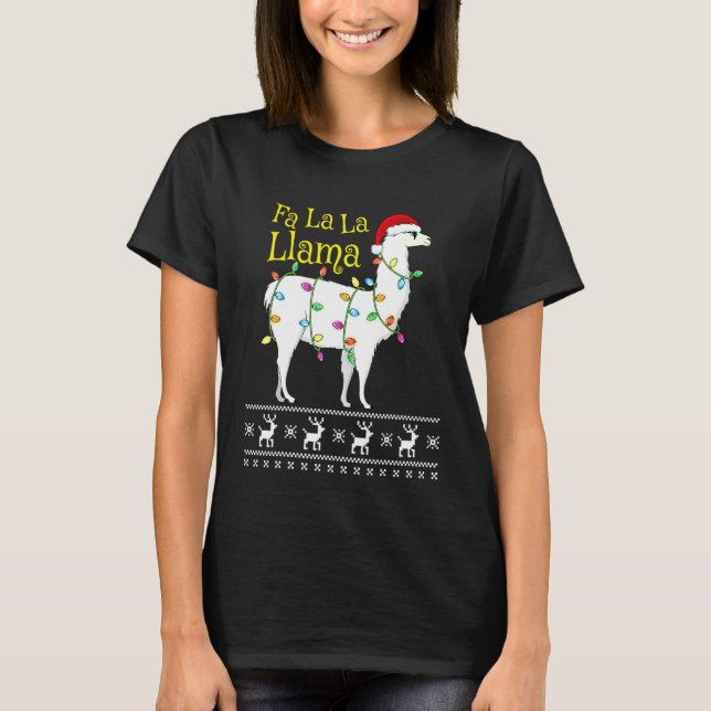 Fa La Llama Ugly Christmas Sweater Llama Chris T-Shirt (Vorderseite)
