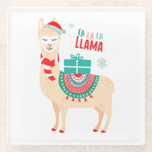 Fa La Llama   Weihnachten Glasuntersetzer