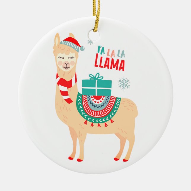 Fa La Llama | Weihnachten Keramik Ornament (Vorne)