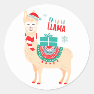 Fa La Llama   Weihnachten Runder Aufkleber