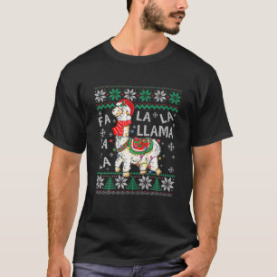 Fa La Llama Weihnachtsfeier Weihnachtsmannmütze Li T-Shirt