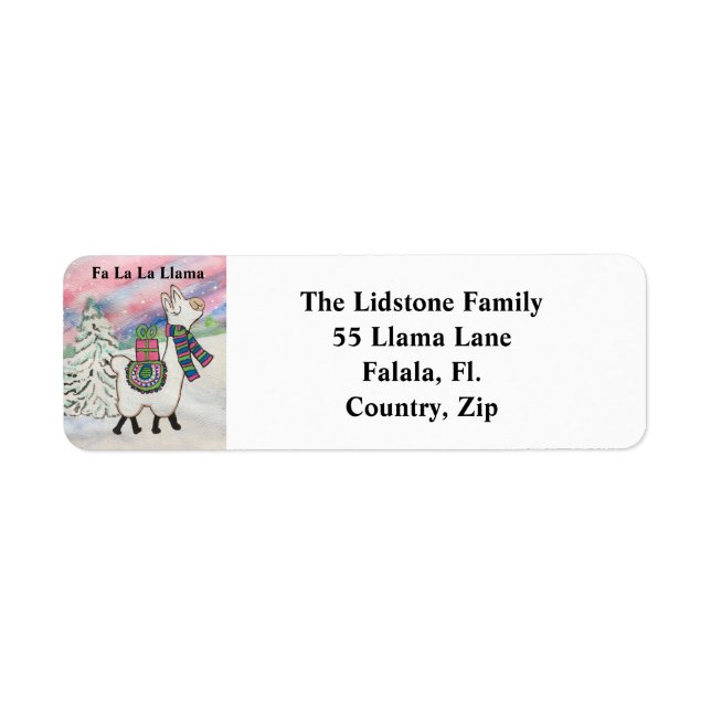 Fa La Llama Whimsical Christmas Address Labels (Vorne)