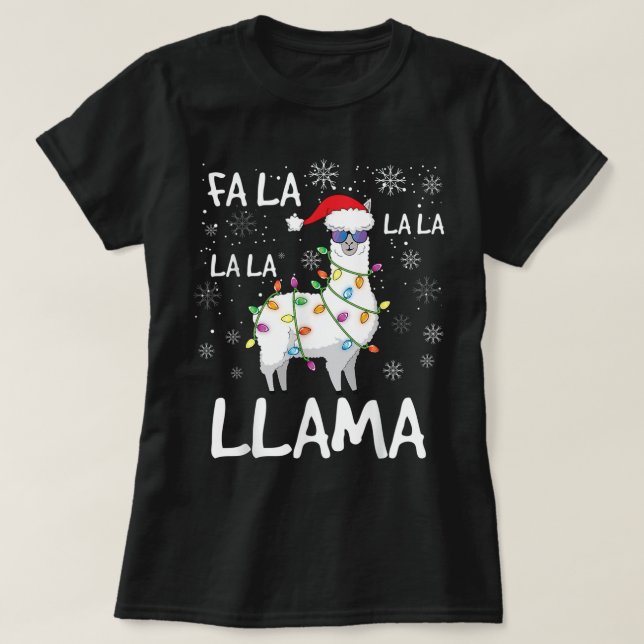 Fa La Llama Women Men Kids Funny Llama Christma T-Shirt (Design vorne)