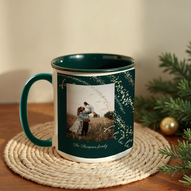 Fa La Magical Gold Weihnachtslied Foto Tasse (Fa La La Magical Gold Christmas Carol Song Photo Mug)
